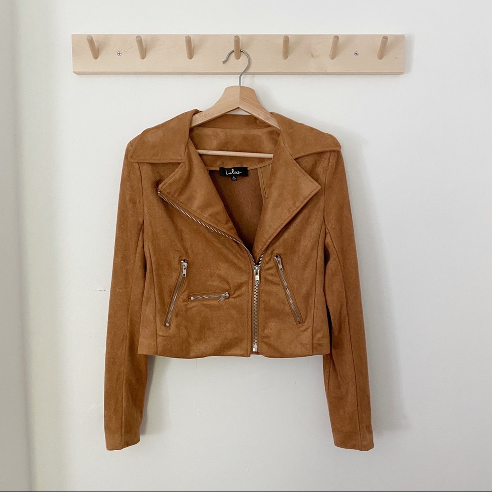 Lulu’s Tan Suede Moto Jacket